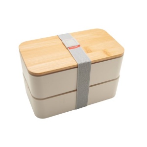 Bento 'Nagano', blanc, avec couvercle en bambou