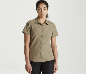 Chemise manches courtes en polyester recyclé femme