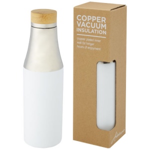 Bouteille Hulan de 540 ml en acier inoxydable avec  cuivre et isolation par le vide avec couvercle en bambou