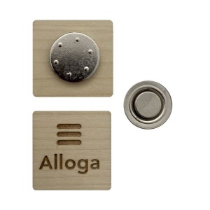 Badge en bois AIMANTÉ - France Carré 30 mm Bois véritable