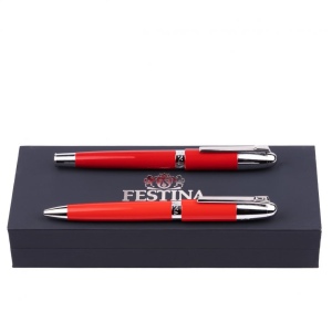 Parure Classicals Chrome Rouge (stylo bille & stylo plume)