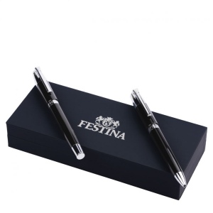 Parure Classicals Chrome Noir (stylo bille & stylo roller)