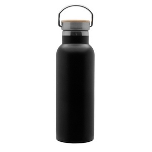 Bouteille isotherme 'Arima', noire, bouchon bambou, 500ml