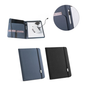 EMERGE FOLDER II. Porte documents A4 en 300D 100% rPET avec fermeture élastique