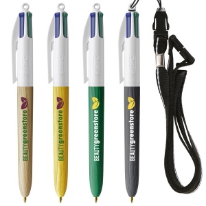 BIC® 4 Couleurs Wood Style with Lanyard