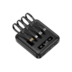 HEIHO - BATTERIE DE SECOURS AVEC 4 CABLES - 10 000 MAH NOIRE