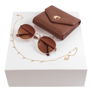 Parure Cacharel (portefeuille dame, collier & lunettes solaires)