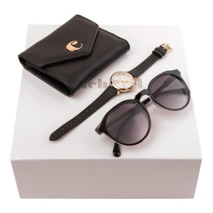 Parure Cacharel Noir (portefeuille dame, montre & lunettes solaires)