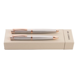 Parure Austin Diamond Chrome (stylo bille & stylo roller)