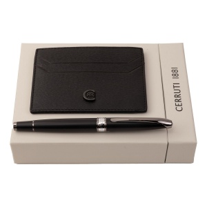 Parure CERRUTI 1881 (stylo roller & porte-cartes)