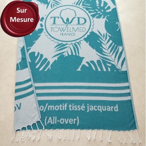 Serviette fouta de plage jacquard design tissé sur mesure