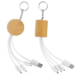 Cable usb 3 en 1 en bambou