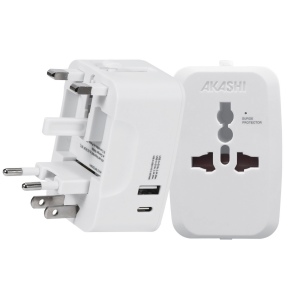 KOJIMA - ADAPTATEUR UNIVERSEL DE VOYAGE AVEC SORTIES USB-C ET USB-A - BLANC