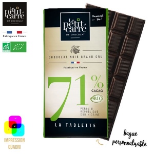 Tablette 90g 71% Bio avec bague personnalisable