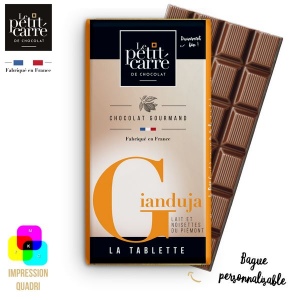 Tablette 90g Gianduja avec bague personnalisable