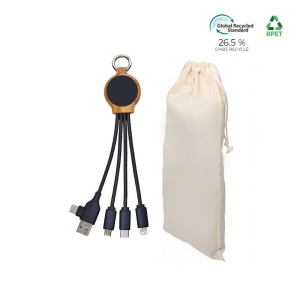 Câble porte clés recyclé 5-en-1 avec LED - BLUETECH