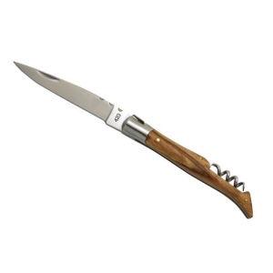 Couteau 'Tradition', 12cm, tire-bouchon, frêne exotique (avec étui)