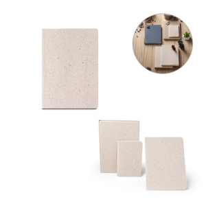 ORGANIC SEMI-RIGID. Bloc-notes A5 avec couverture semi-rigide en matière organique d'éléphant (80%)