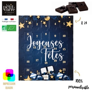 Calendrier de L'Avent Basic 125g Noir 71% Bio - Impression Recto-Verso