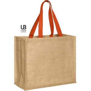 Sac shopping en jute avec poignées en coton teintée