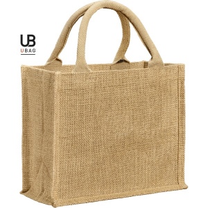 Petit sac shopping en jute scintillante lurex avec anses rondes