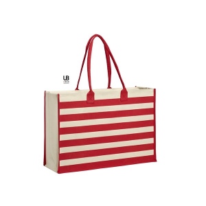 Sac shopping zippé 340grs coton canvas laminé avec fond rigide amovible