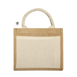 Sac shopping jute avec anses et poche avant en coton