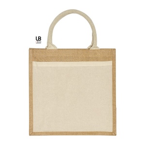 Sac shopping jute avec anses et poche avant en coton