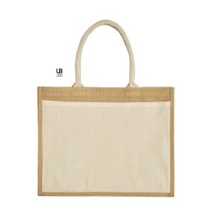 Sac shopping jute avec anses et poche avant en coton