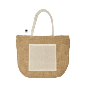 Sac shopping t-bottom jute avec poche coton