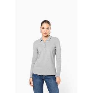 Polo maille piquée manches longues femme