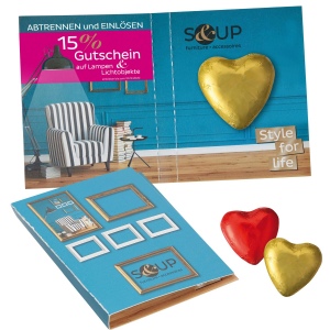 Carte à croquer avec cœur en chocolat - motif standard