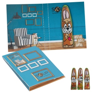 Carte à croquer avec Lapin de Pâques en chocolat MINI - motif standard