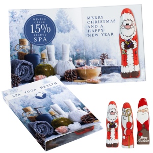 Carte à croquer avec un Père Noël en chocolat MINI, motifs standards
