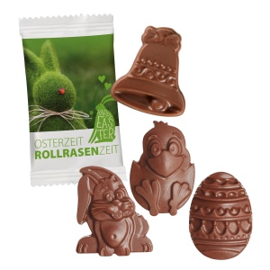 Figurine en chocolat Pâques, flowpack PAPIER