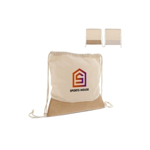 Sac à cordon Jute avec cordons en coton 38x41cm