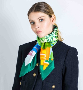 Foulard en création de dessin 100% twill polyester imprimé - 70 x 70 cm