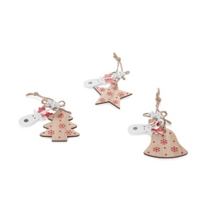 Lot de trois pendentifs en bois FERI