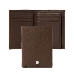Porte-cartes Flap Button Marron