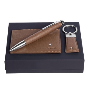 Parure Chronobike Camel (stylo bille, porte-clefs & porte-cartes)