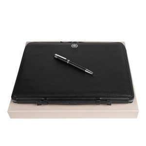 Parure Regent Noir (stylo roller & conférencier A4)