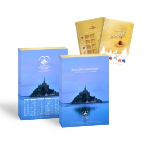Calendrier de l avent 2025 - 24 chocolats - 360x250x35 quadri sur satimat 380gr - pelliculage brillant recto