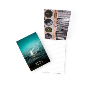 Bloc-note couverture souple-mini 100x150mm-impression quadri recto verso-bloc 100 feuillets-impression recto noir-bloc theme creation-couverture pelliculee brillant recto