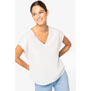 T-shirt écoresponsable loose à col V femme