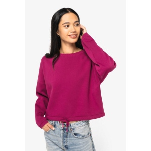 Sweat-shirt écoresponsable à col rond oversize crop femme