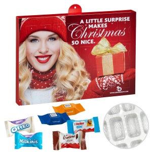 Calendrier de l'avent Premium cadeau avec Ritter Sport, Assortiment de Milka Favourites et Kinder Chocolats Mini & Kinder Bueno Mini
