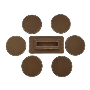 Sous-verres x6 et présentoir cuir Homer
