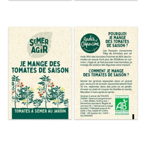 Sachet de graines 76 x 110 mm Je mange des tomates de saison - Semer pour agir