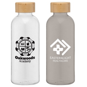 Strom - Bouteille d'eau en RPET de 650 ml avec couvercle en bambou (+Sérigraphie)