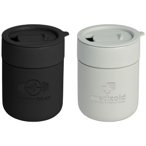 Obsidian - Mug en céramique et silicone mat de 270 ml avec couvercle (+Sérigraphie)